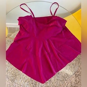 Cascading fabric bathing suit top- XL. Deep pink/purple. Flattering. Has cups